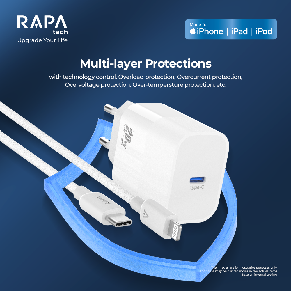 RAPA POWER II PD20W Charger with MFi Cable 27W - DC6064 Grey Nylon ...