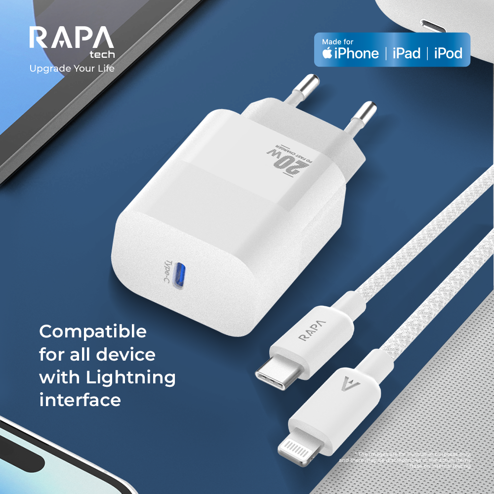 RAPA POWER II PD20W Charger with MFi Cable 27W - DC6064 Grey Nylon ...