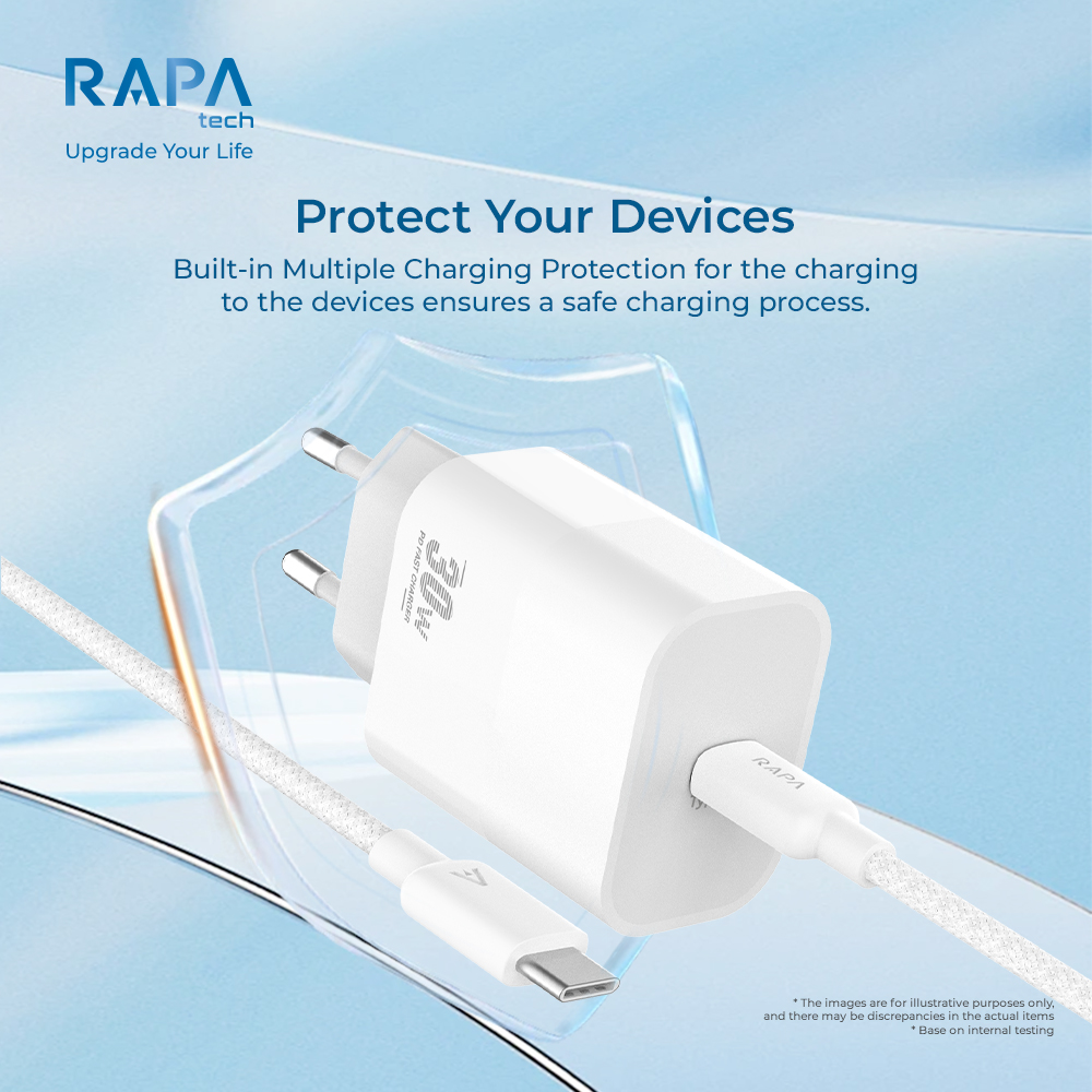 RAPA POWER II PD30W Charger with USB-C to USB-C Cable 65W – CH1083 ...
