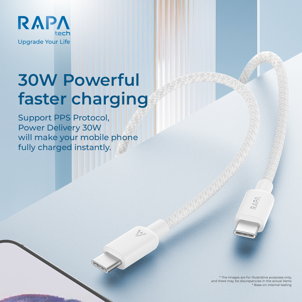 RAPA POWER II PD30W Charger with USB-C to USB-C Cable 65W – CH1083 ...