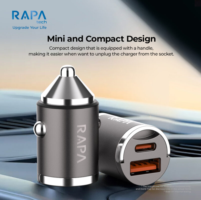 RAPA DRIVE I QC + PD30W Car Charger - MB1020 Dark Grey - RAPA Tech